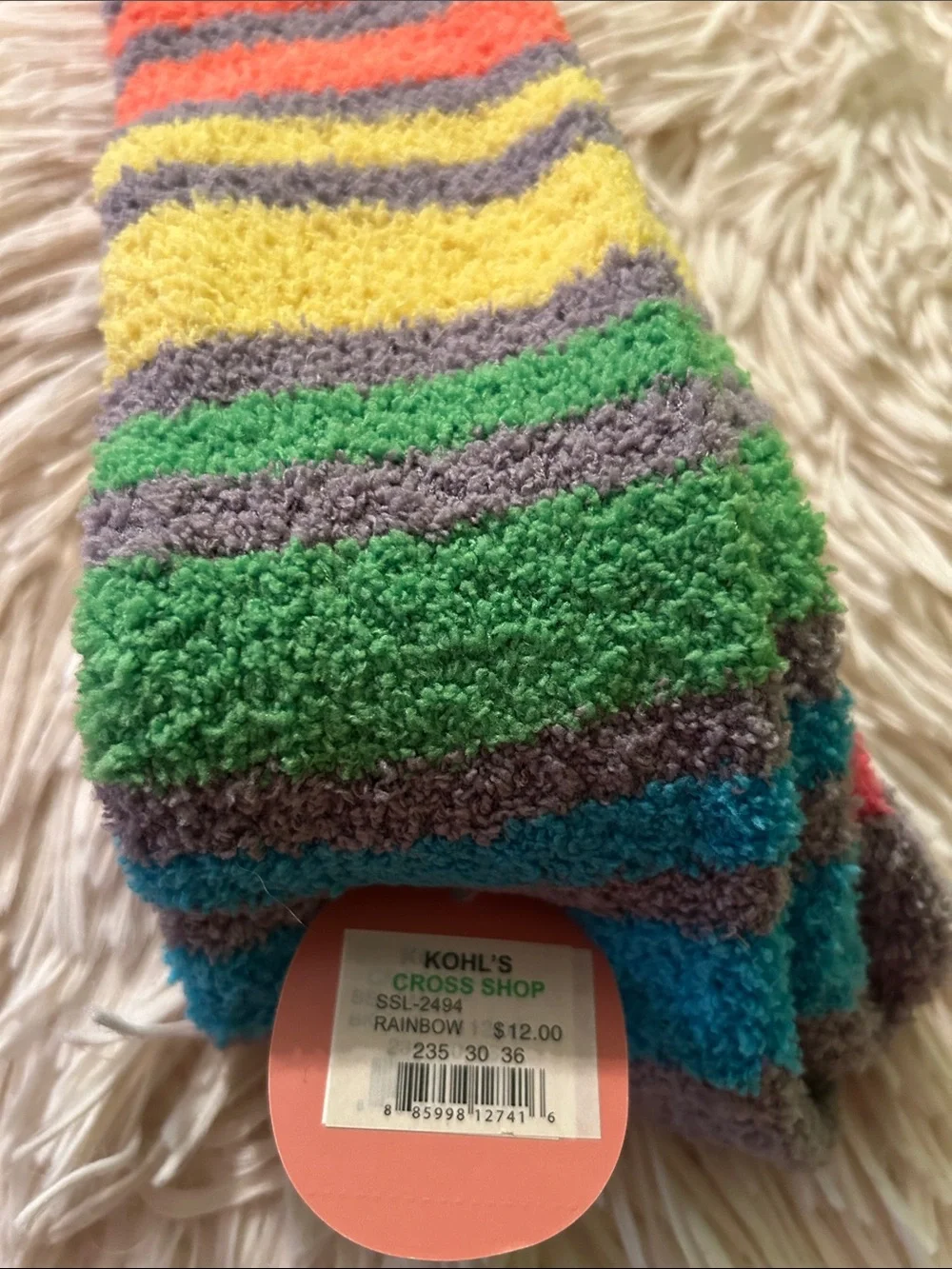 SO Fuzzy Multi Color Striped Socks (NWT)